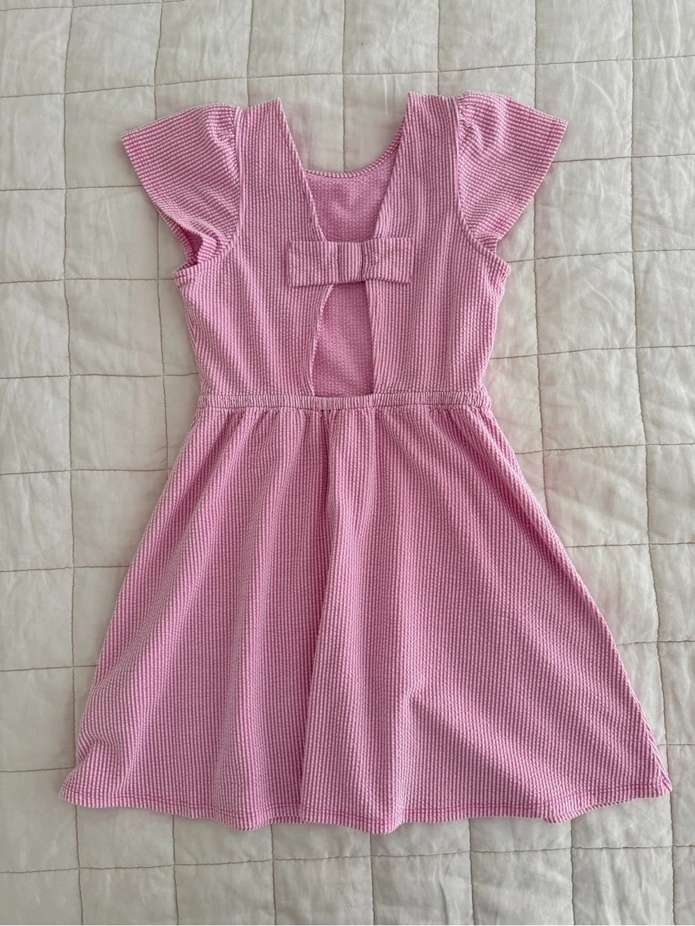 J. Crew - Crewcuts Pink Knit Flutter Sleeve Casual Dress with cute bow